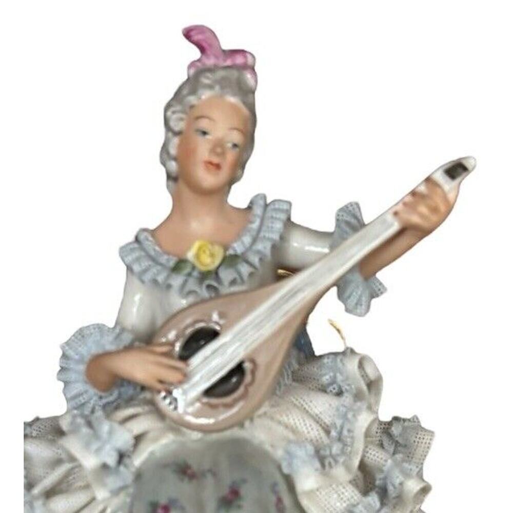Dresden Lace Ballerina Sandizell Hoffner Figurine Germany Violin LARGE - Picture 8 of 9
